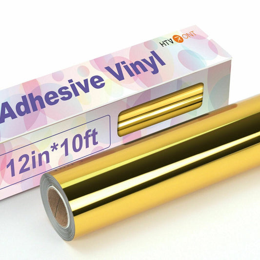 Gold Mirror Metallic Permanent Adhesive Vinyl 12" X 10 FT for Cricut Easy to Cut & Weed