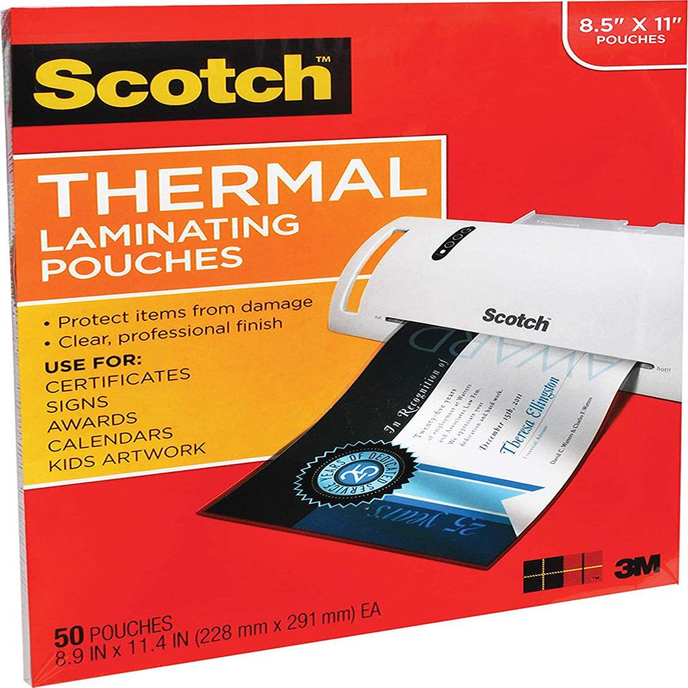 Scotch Thermal Laminating Pouches, 8.9 X 11.4-Inches, 3 Mil Thick, 50-Pack (TP3854-50)