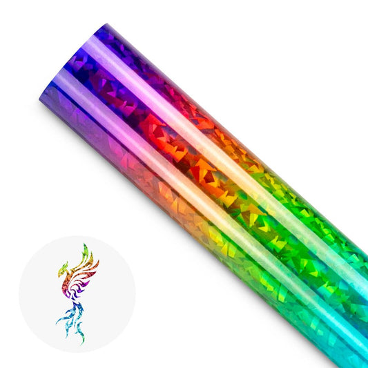 12" X 5 FT Crystal Rainbow Holographic Heat Transfer Vinyl HTV T-Shirt for Cricut