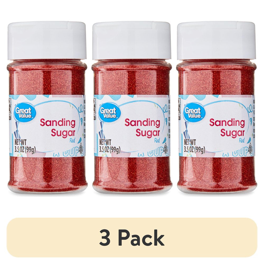 (3 Pack)  Red Sanding Sugar, 3.5 Oz