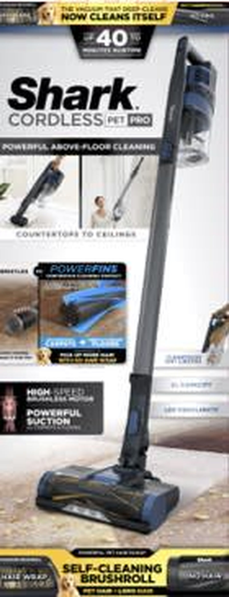 ® Pet Pro Cordless Stick Vacuum with Powerfins Brushroll, Pet Multi-Tool & Crevice Tool Included, 40-Min Runtime, WZ250