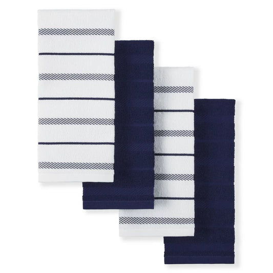 Albany Kitchen Towel Set, Cobalt Blue/White, 16"X26", Set of 4