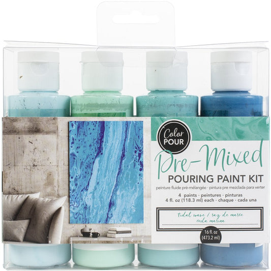 Color Pour Pre-Mixed Paint Kit 4/Pkg-Tidal Wave