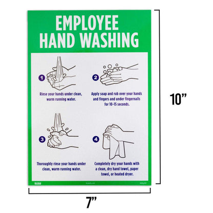 Employees Must Wash Hands Sign, Hand Washing Decal for Commercial Use, 3Pk