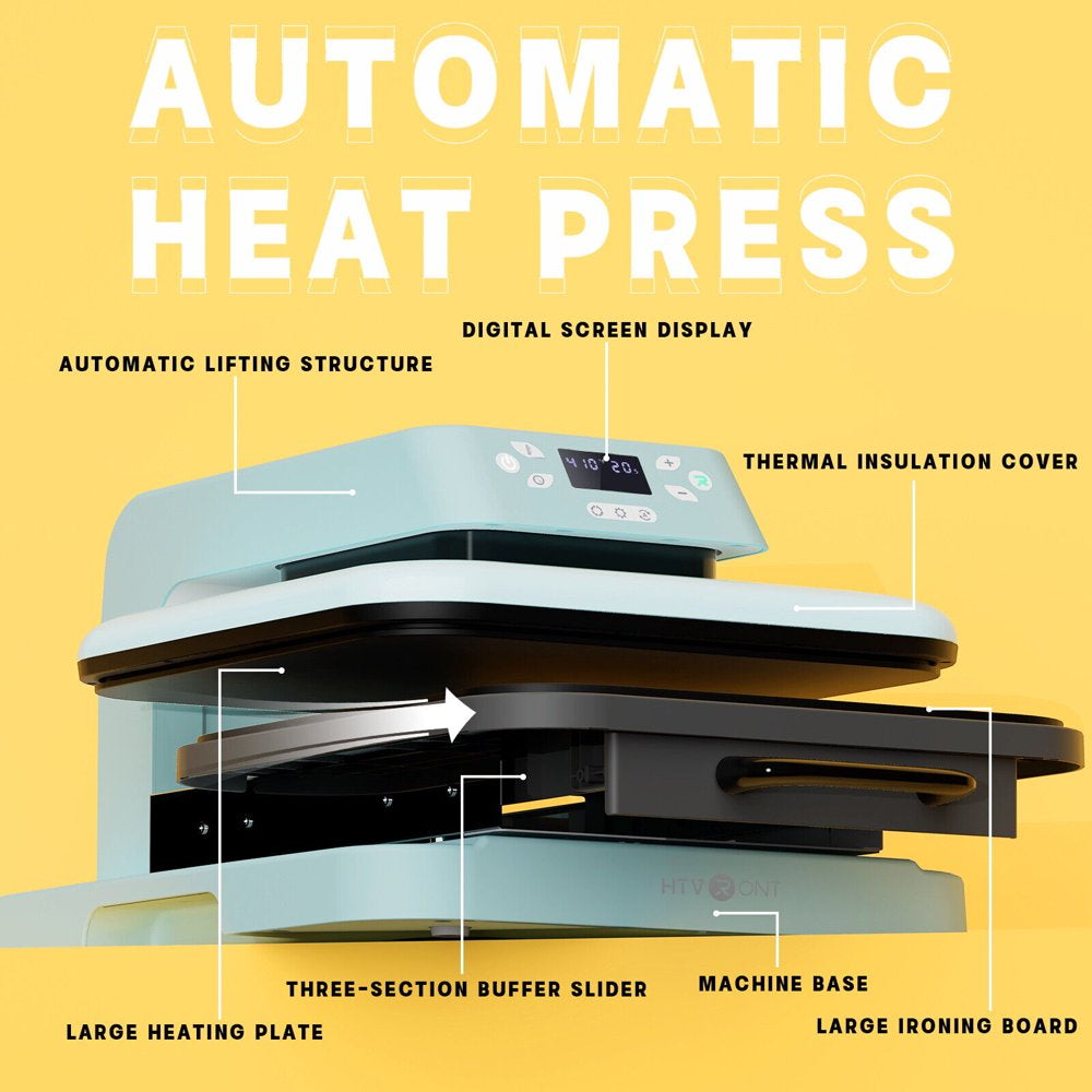 HTVRONT 15X15In Auto Heat Press Machine+10X10In Heat Press Machine+Vinyl Cutting Machine