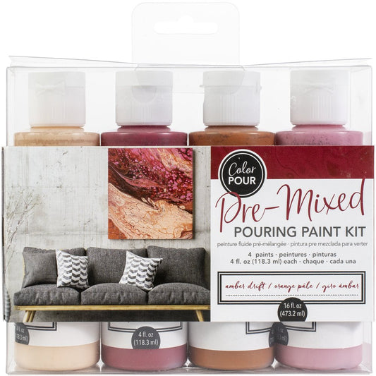 Color Pour Pre-Mixed Paint Kit 4/Pkg-Amber Drift
