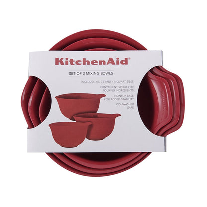 Universal Set of 3 Plastic Mixing Bowls in Red