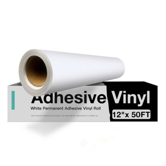 12" X 50 FT Matte White Permanent Vinyl, Adhesive Vinyl Roll for Cricut,Silhouette, Cameo Cutters,Signs,Scrapbooking,Craft,Die Cutters