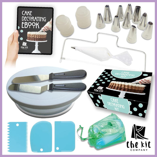 ™ Cake Decorating Kit | 49 Pcs Equipment & Tools Inc Ebook | Professional Icing Nozzle, Cake Turntable, Icing Spatulas Piping Bag and Nozzles Sets