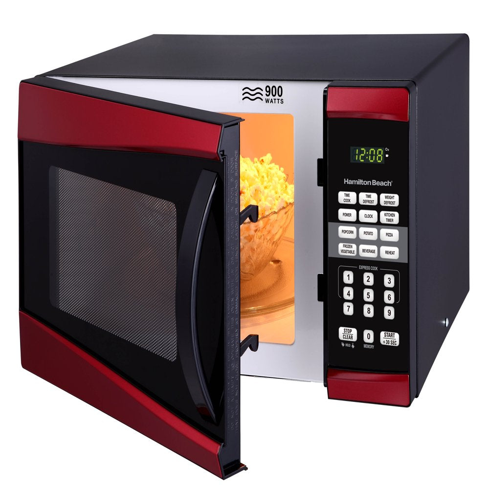 0.9 Cu. Ft. 900W Red Microwave Oven