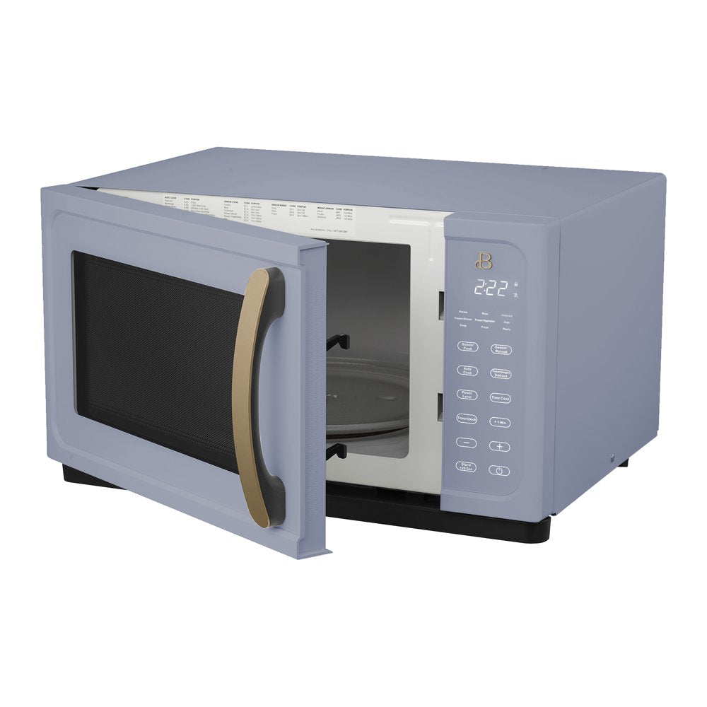 1.1 Cu Ft 1000 Watt, Sensor Microwave Oven, Cornflower Blue by Drew Barrymore, New