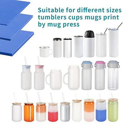 PYD Life 9.8 x 4.7 Inch Silicone Sublimation Mug Tumbler Wrap Blue Insert for Cricut Mug Press Accessories,3 Pieces 3 Thicknesses Suitable for Sublimation Tumbler Blanks Tumbler Press Attachment