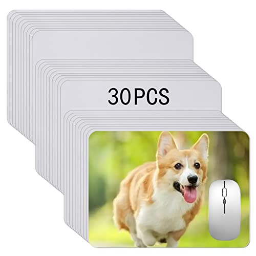 30 pcs Mouse Pad Sublimation Blanks for Heat Press Printing, Rubber Crafts Sublimation Blank Mousepad White 24x20x0.2cm