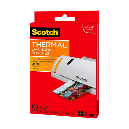 Scotch Thermal Laminating Pouches 4.3" X 6.3" 100 Pouches TP5900-100