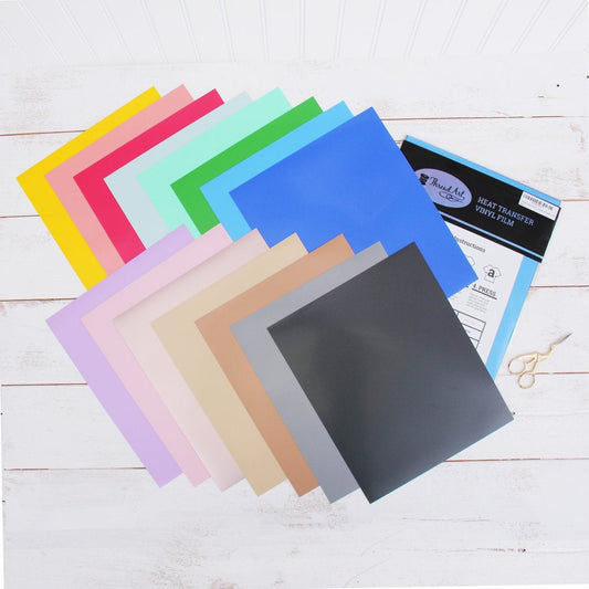 Pastel Colors Variety Pack 10" X 12" Heat Transfer Vinyl Precut Sheets | Solid Colors | 15 Sheets | Compatible with Cricut Silhouette and Cameo | HTV