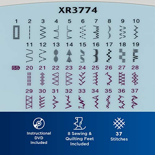 Brother Sewing and Quilting Machine, XR3774, 37 Built-in Stitches, Wide Table, 8 Included Sewing Feet