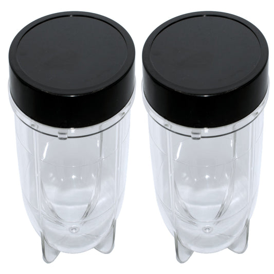 2 Pack Short Cup with Black Jar Lid, Compatible with Original Magic Bullet Blender Juicer MB1001 250W
