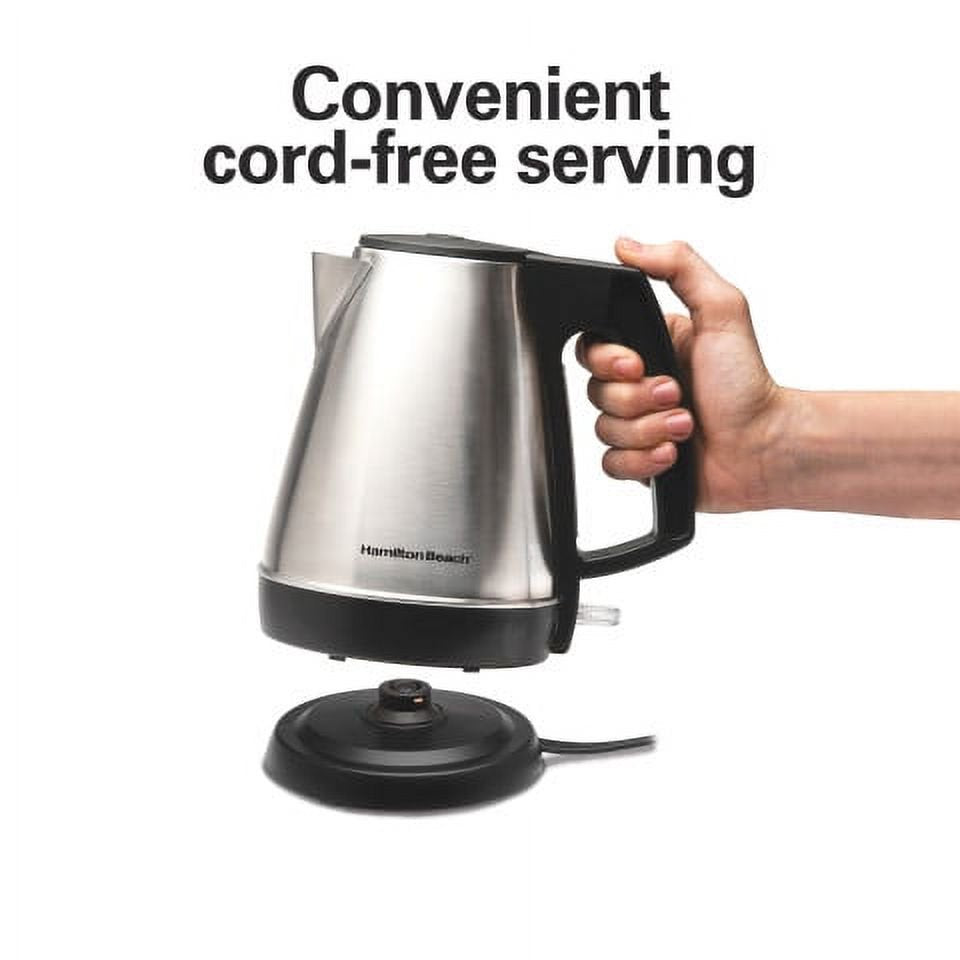1 Liter Electric Kettle, Stainless Steel and Black, New, 40901F