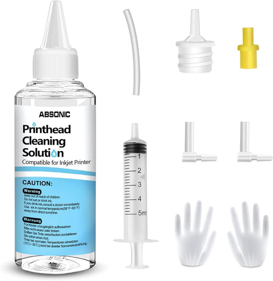 Printhead Cleaning Kit for Epson, Printer Cleaning Kit for HP, Inkjet Printer Head Cleaning Kit for Brother, Printer Cleaner Nozzle Cleaner Solution for Canon, Printers Print Head Cleaning Kit 100mL