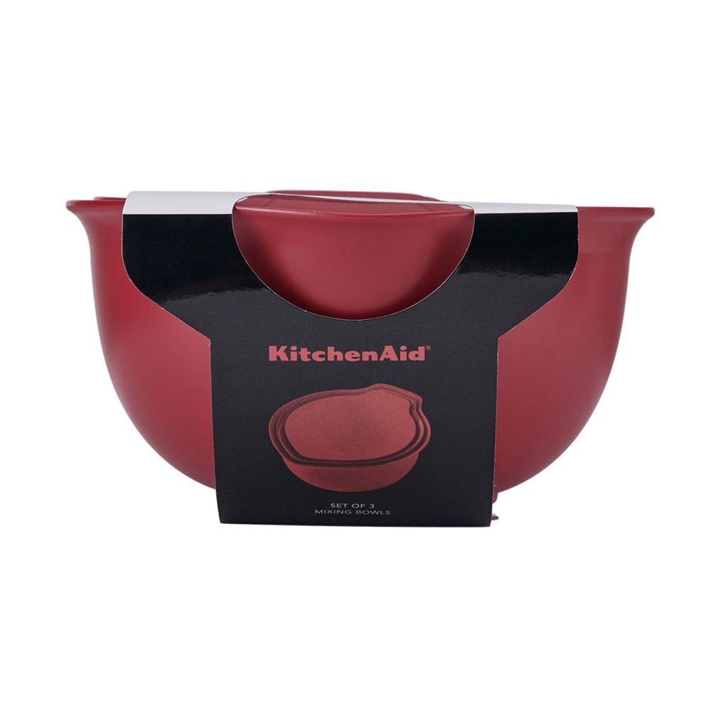 Universal Set of 3 Plastic Mixing Bowls in Red