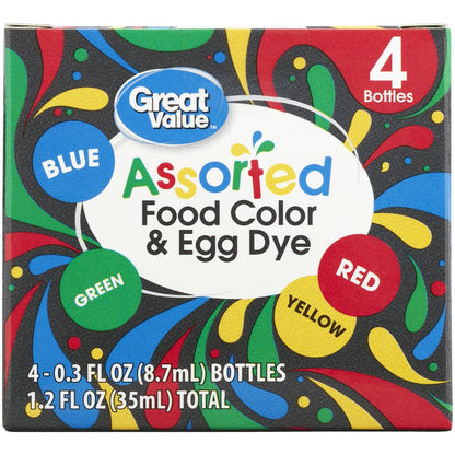 (4 Pack)   Assorted Food Color and Egg Dye, 1.2 Oz.