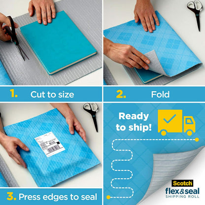 Scotch Flex and Seal Shipping Roll, 20 Ft x 15 in, Just Ship It, No Boxes, No Tape, Easy Packaging