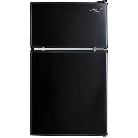 3.2 Cu Ft Two Door Compact Refrigerator with Freezer, Black