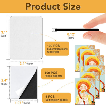80Pcs Sublimation Magnet Blanks Set,Personalized Sublimation Refrigerator Magnet for Home Kitchen Microwave Oven Decor or Office Calendar with 40PCS Blank Rubber Pad(6x8cm),40PCS DIY Soft Magnetic