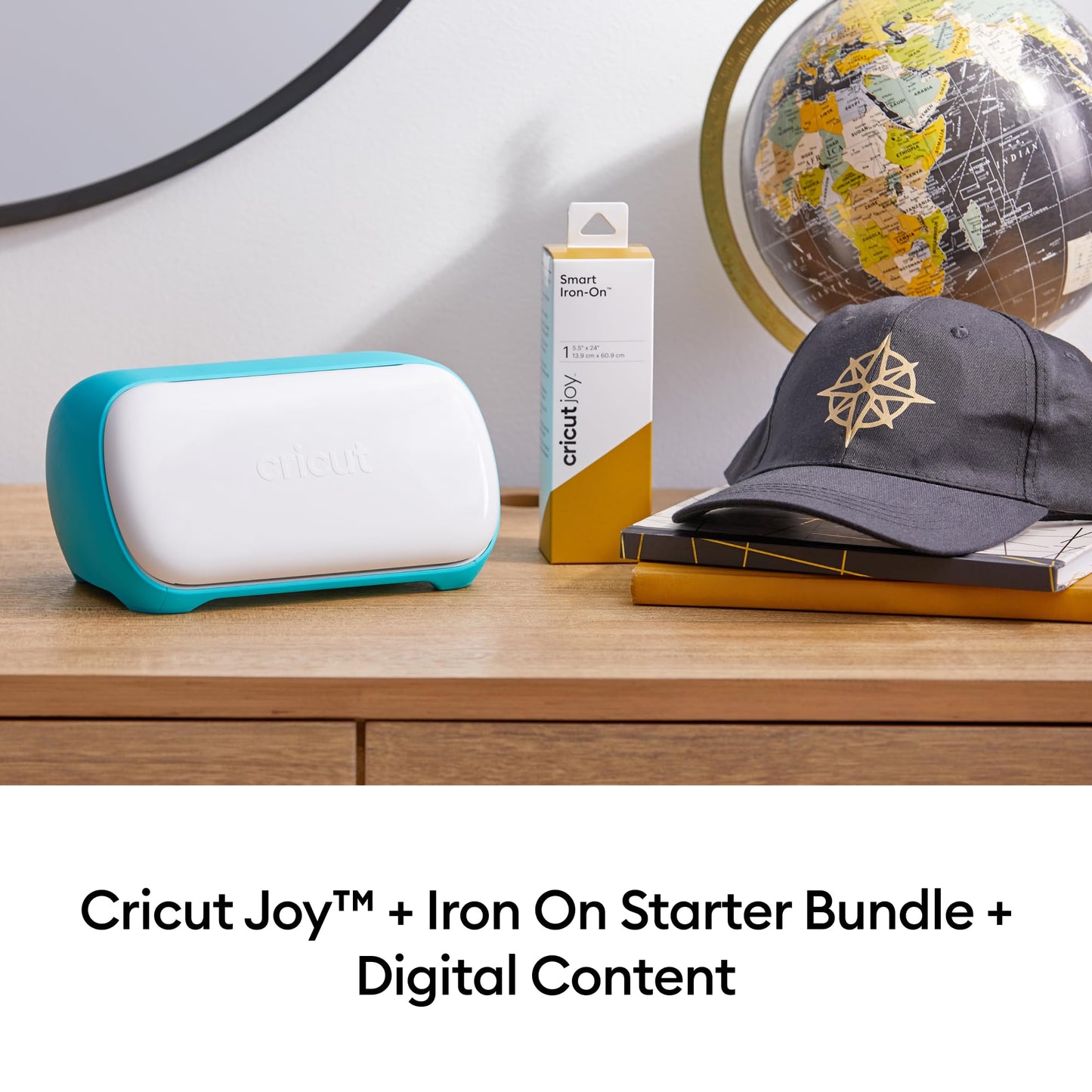 Cricut Joy & Digital Content Library (30 Images) - Smart Iron On Bundle - Includes Cricut Joy, EasyPress Mini Heat Press, Heat Press Mat, 5-Piece Tool Set & Smart Iron On HTV 2f Roll, Black