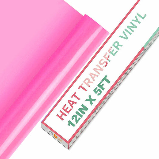 Pink HTV Heat Transfer Vinyl 12" X 5FT Iron on Heat Press Pink Vinyl Roll for Cricut & Heat Press Machine,Perfect for T Shirts & Other Fabric Diy(Pink)