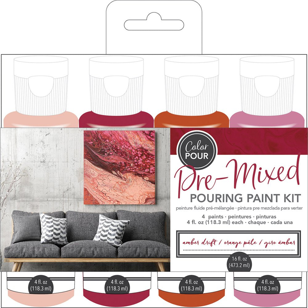 Color Pour Pre-Mixed Paint Kit 4/Pkg-Amber Drift