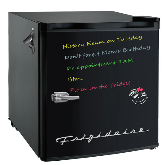 , 1.6 Cu Ft Retro Dry Erase Compact Refrigerator with Side Bottle Opener, (EFR177), Black