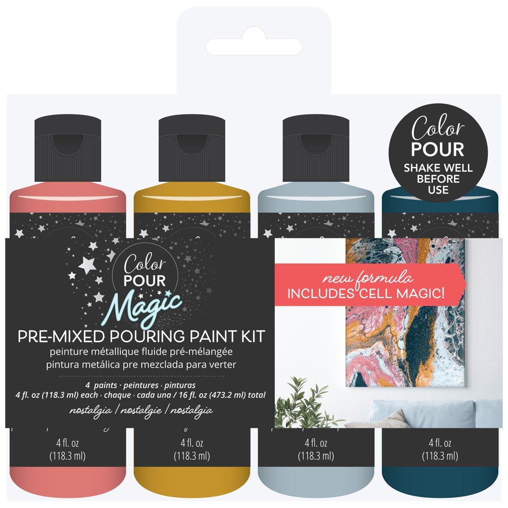 Color Pour Magic Pre-Mixed Paint Kit 4/Pkg-Nostalgia
