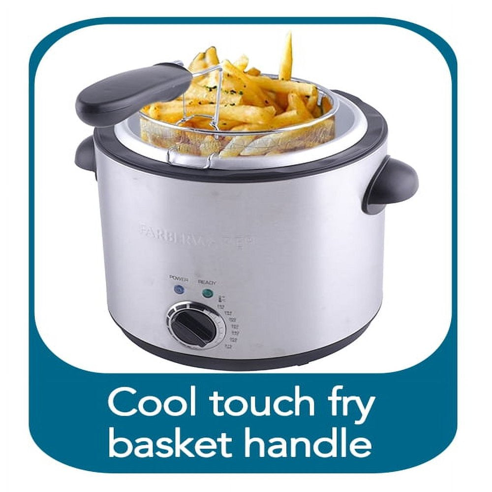 ,Deep Fryer, Clear,2Qt round Capacity,Stainless Steel,Detachable Basket.