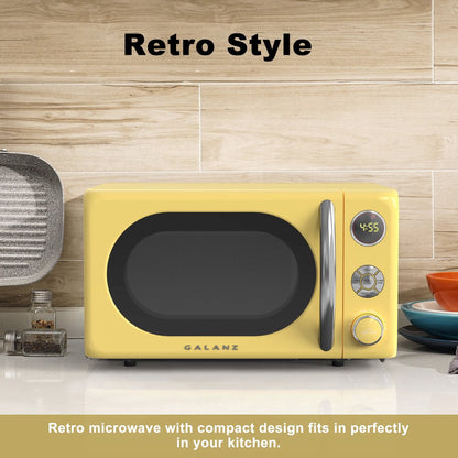 0.7 Cu. Ft. Retro Countertop Microwave Oven, 700 Watts, Yellow, New
