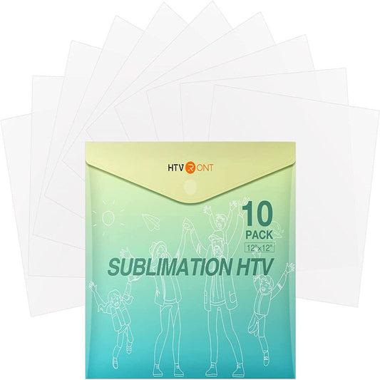 10 Pack 12" X 12" Matte Sublimation HTV Vinyl for Light-Colored T-Shirts Cotton Fabrics Pillow Bag Hat