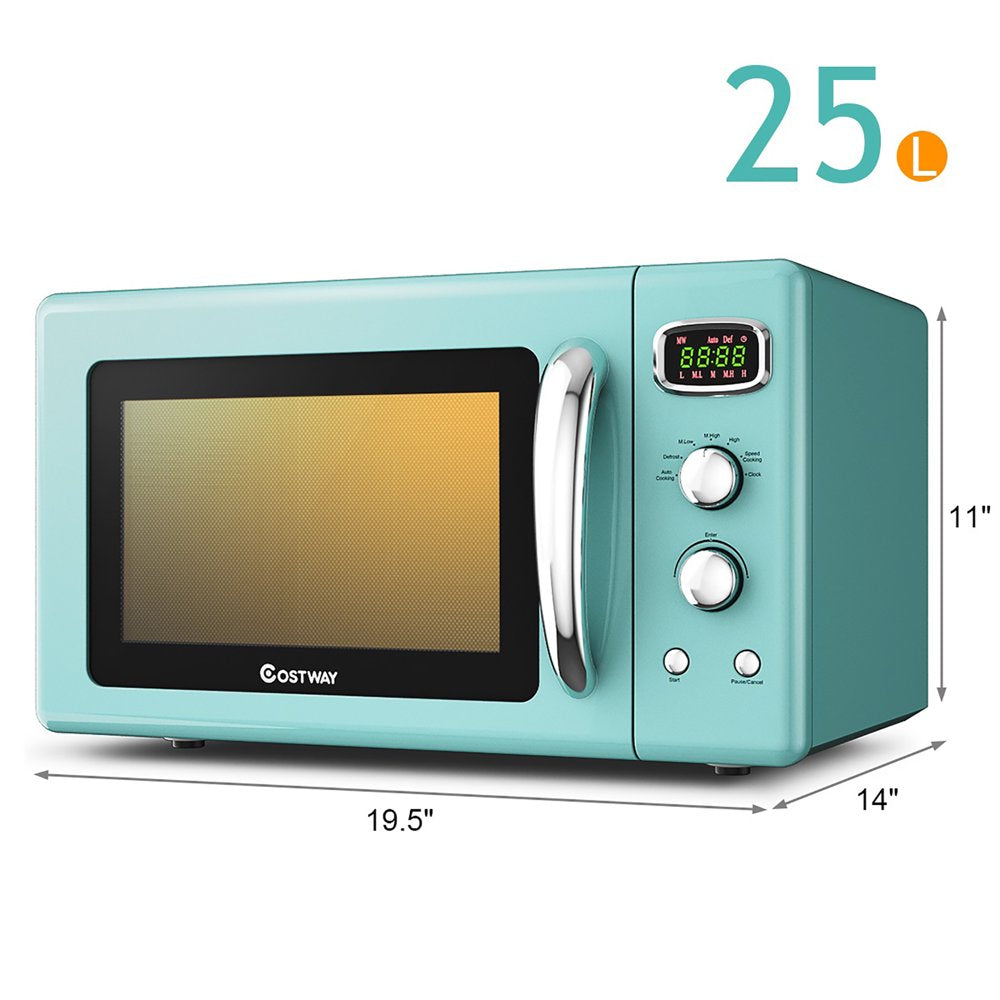 0.9Cu.Ft. Retro Countertop Compact Microwave Oven 900W 8 Cooking Settings Green