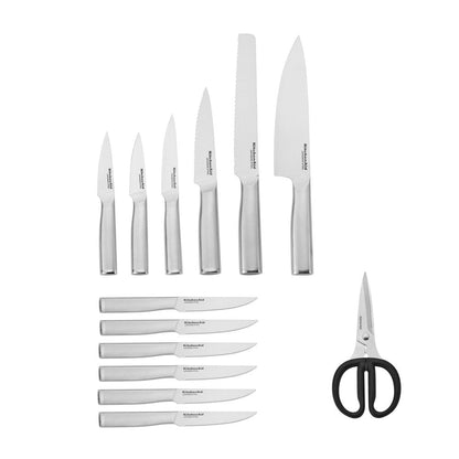 Gourmet 14-Piece Stainless Steel Kitchen Knife Block Set