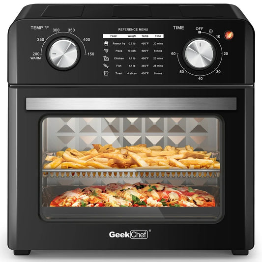 10 Quart Air Fryer, Oil-Less Air Fryer Toaster Oven Combo with Digital Recipe, 1400W, Black
