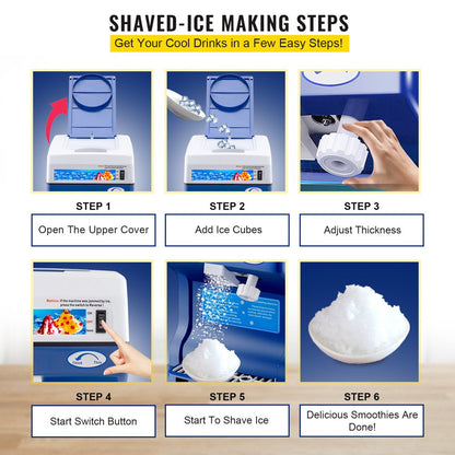 brand Electric Ice Shaver Machine 250W Snow Cone Maker 265Lbs/H. for Home and Commercial