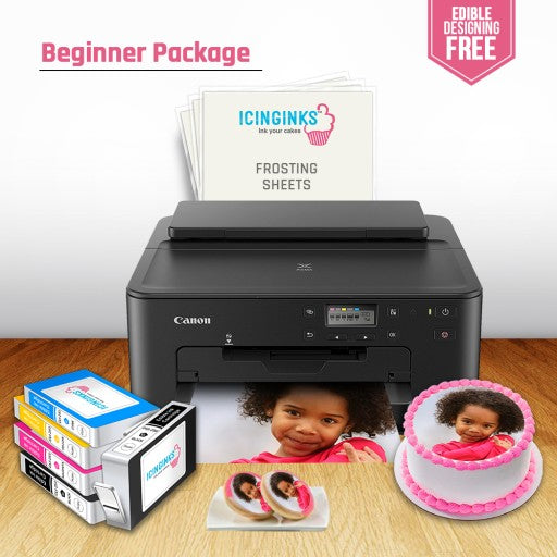 ICINGINKS® Beginner Edible Printer Bundle Package - Comes With Edible Printer + Edible Frosting Sheets + Full Set Of 5 Edible Cartridges