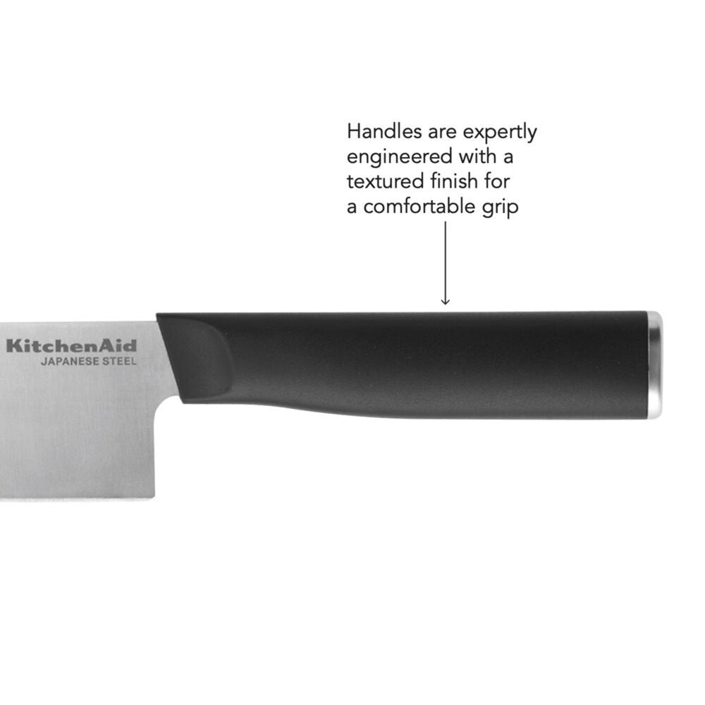 Classic 3-Piece Chef Knife Set Black with Endcap and Blade Cover, Black