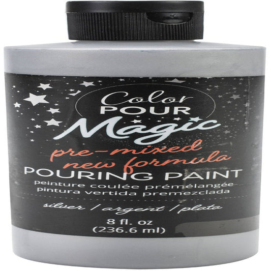 Color Pour Magic Pre-Mixed Paint 8Oz-Metallic Silver