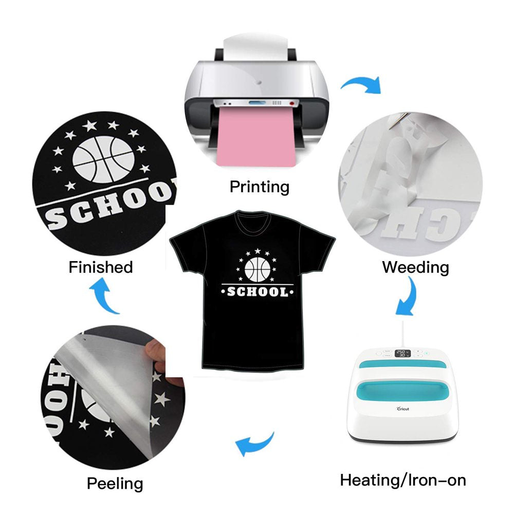 HTV Heat Transfer Vinyl Bundle: 13 Pack 12" X 10" Iron on Vinyl for T-Shirt, 9 Assorted Colors with HTV Accessories Tweezers for Cricut, Silhouette Cameo or Heat Press Machine