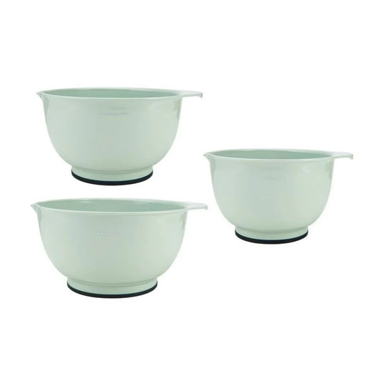 Bpa-Free Plastic Set of 3 Mixing Bowls with Soft Foot in Pistachio