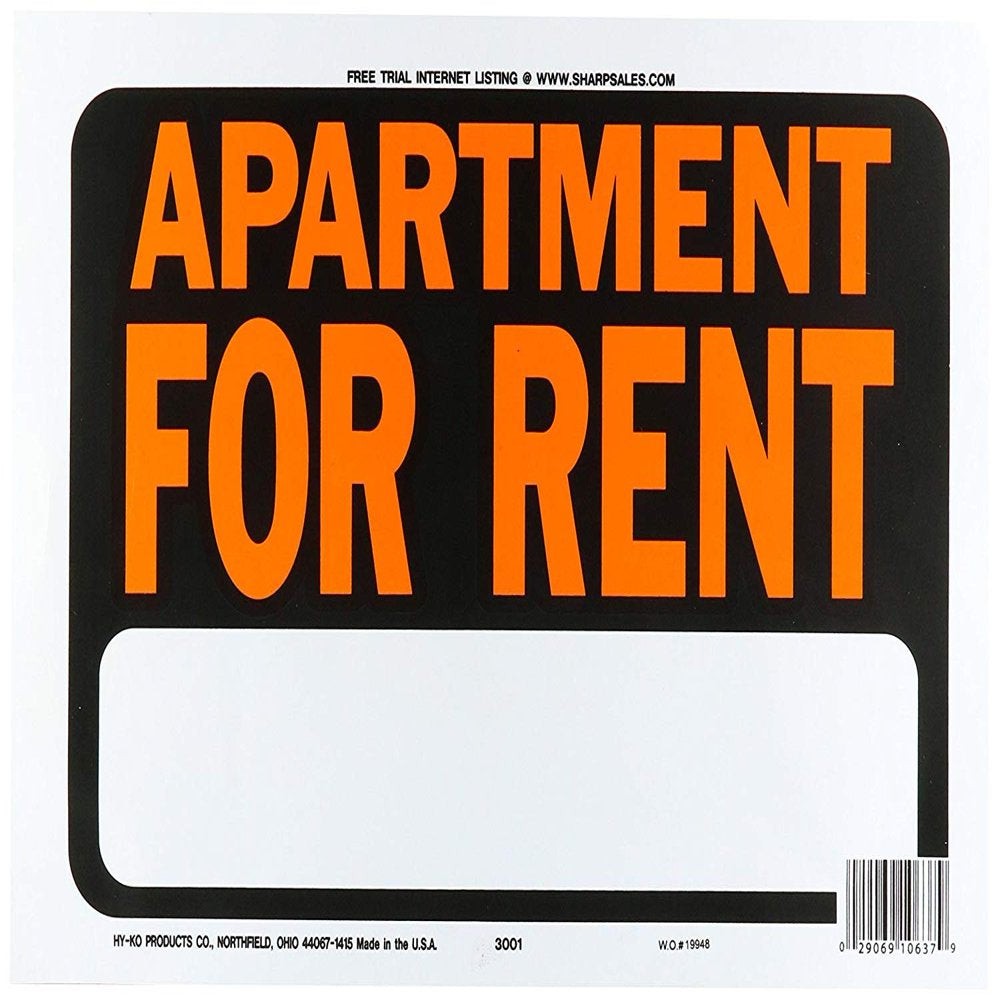 "Apartment for Rent Residential/Commercial Sign