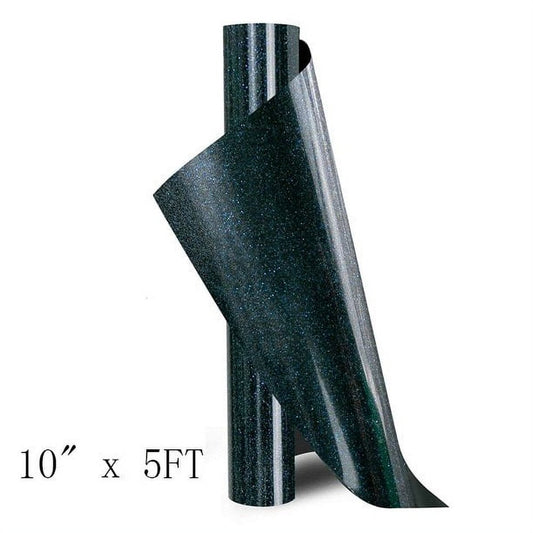 10" X 5FT Glitter Black Vinyl Iron on for Cricut & All Cutter Machine - Easy Weed for Craft Heat Vinyl Design