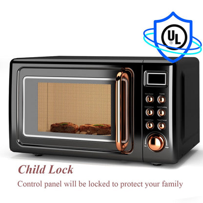 0.7Cu.Ft Retro Countertop Microwave Oven 700W LED Display Glass Turntable New