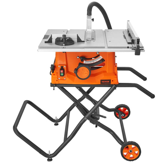 10" Table Saw W/ Stand Electric Cutting Machine 5000RPM 25-In Rip Capacity