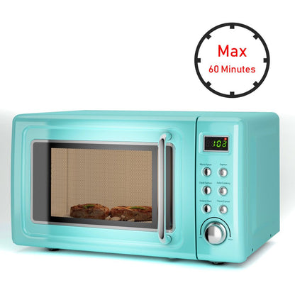 0.7Cu.Ft Retro Countertop Microwave Oven 700W LED Display Glass Turntable Green